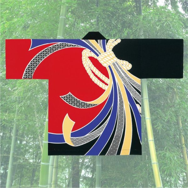 画像2: イベント向け顔料染祭り法被【大人用/赤黒の熨斗目】 (2)