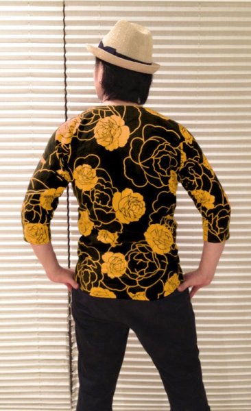 画像1: 変り織鯉口シャツ（大人・男女兼用）【黄薔薇】 (1)
