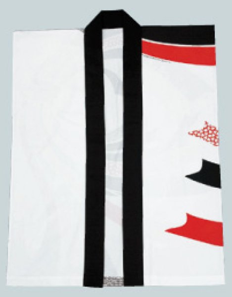 画像2: 大人用顔料プリント和太鼓袖無し法被【白地に熨斗】 (2)