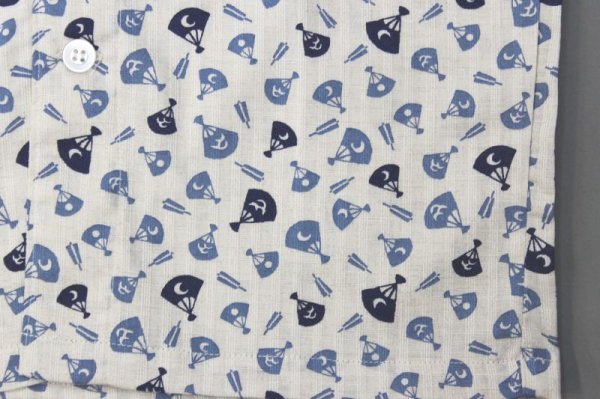 画像2: ★数量限定★子供鯉口シャツ【扇面・青】 (2)