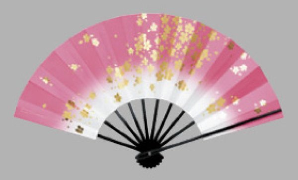 画像1: 演舞扇【踊り舞扇子】桜吹雪のピンク系 (1)