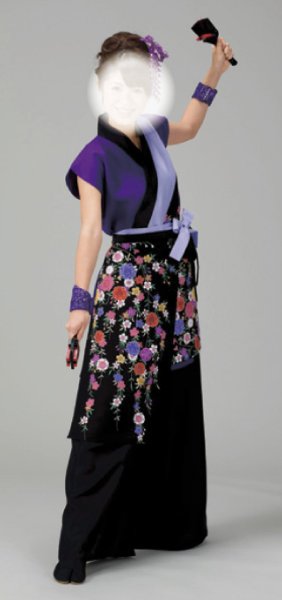 画像1: 女性用よさこい衣装【上着のみ】【枝垂れ花の黒系×紫】 (1)