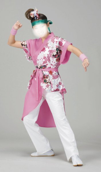 画像1: 女性用よさこい衣装【上着のみ】【桜の白系×ピンク】 (1)