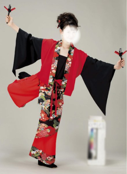 画像1: 女性用よさこい衣装【上着のみ】【赤×黒】 (1)