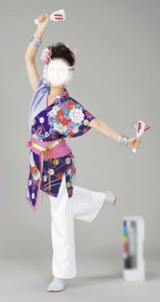 画像1: 女性用よさこい衣装【上着のみ】【牡丹の紫系×藤色】 (1)