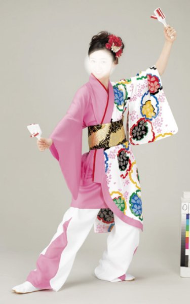 画像1: 女性用よさこい衣装【上着のみ】【桜吹雪の白系×ピンク】 (1)