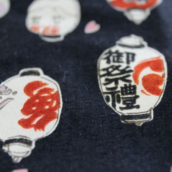 画像3: 胸ポケットワンポイント黒鯉口シャツ（大人・男女兼用）【提灯】 (3)