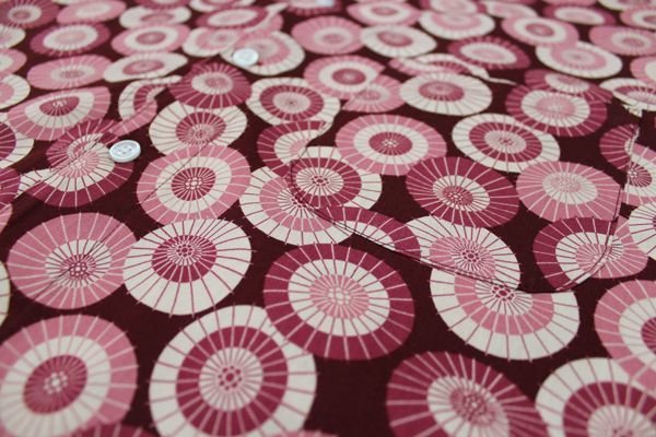 画像3: 鯉口シャツ（大人・男女兼用）【蛇の目傘尽くし/エンジ】 (3)