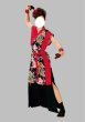 画像1: 女性用よさこい衣装【上着のみ】【松と花の黒系×赤】 (1)