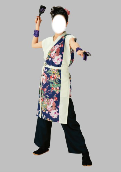 画像1: 女性用よさこい衣装【上着のみ】【松と花の紫系×クリーム】 (1)