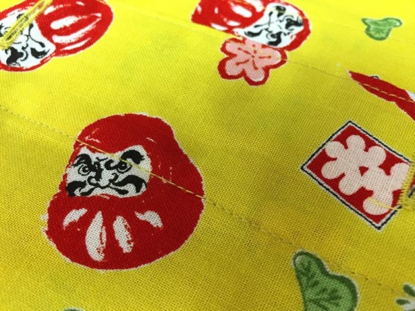 画像2: 胸ポケットワンポイント黒鯉口シャツ（大人・男女兼用）【だるま】 (2)