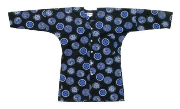 画像1: 鯉口シャツ（大人・男女兼用）【家紋の紺系】 (1)