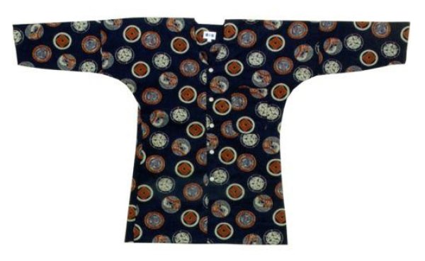 画像1: 鯉口シャツ（大人・男女兼用）【家紋の黒系】 (1)