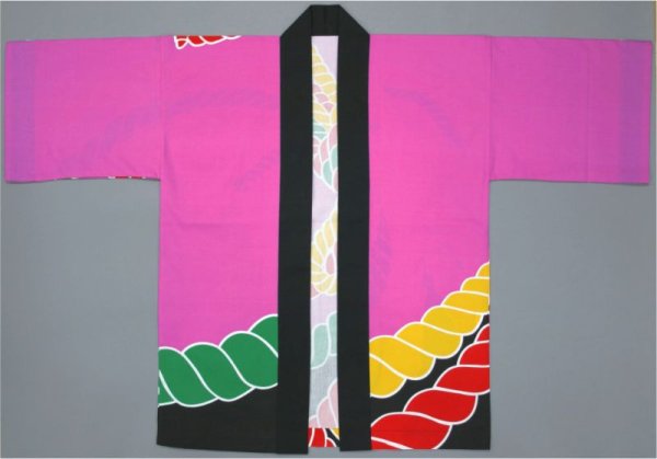 画像3: イベント向け顔料染祭り法被【大人用/ピンク黒の綱熨斗】 (3)