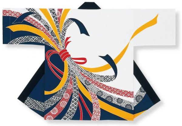 画像2: イベント向け顔料染祭り法被【大人用/白と紺の熨斗】 (2)