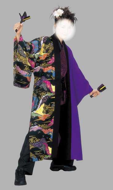 男女兼用よさこい衣装【上着のみ】【和柄の黒系×紫】